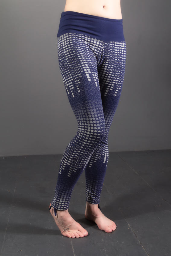 leggings yoga chi bleu imprimé des phases de la lune leggings de yoga poche à la ceinture vêtement éco-spirituel