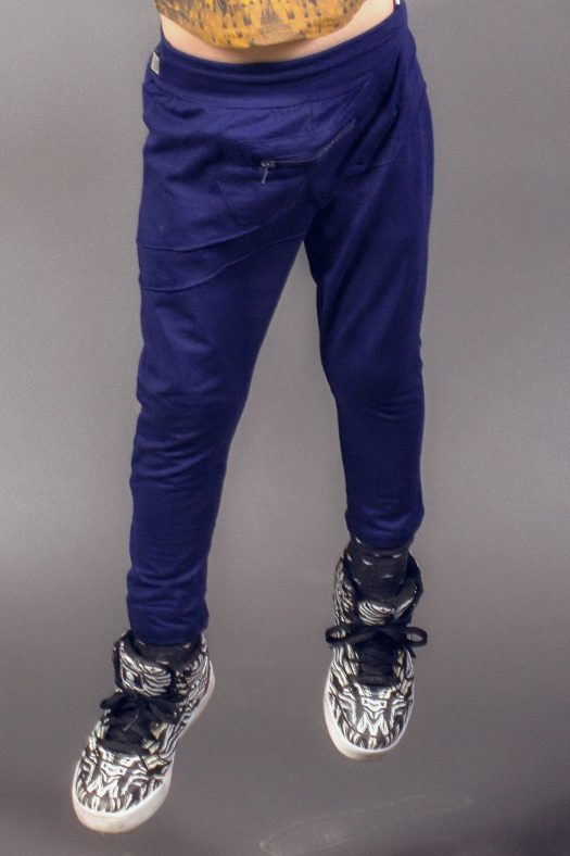 mini ninja pants pour enfant bleu unisexe fourche basse et poche avant