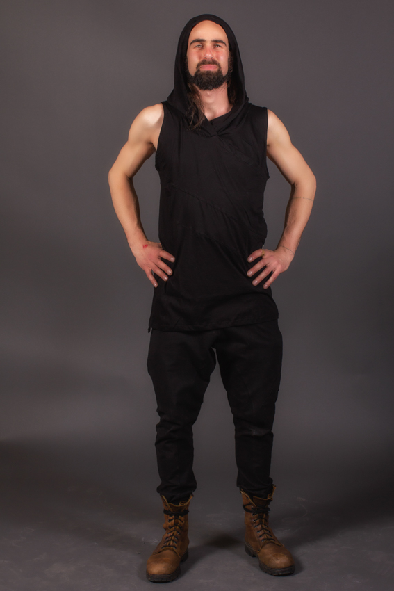 ninja pentalon avec snap décoratives aux poches pentalon fourche basse transformable en short noir