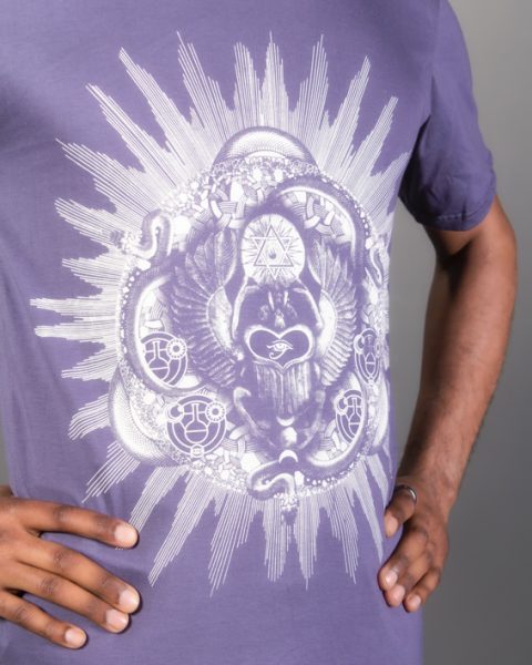 Man t-shirt alchemy purple grey eco spiritual 100% cotton ayam creation snake design